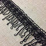 Lace Trim Pineapple Fringe Venise 3&quot; Wide. 2 Yards, Available in Multiple Colors. Multi-Use ex. Garments Tops Slip Extenders Decorations Crafts Veils, Black