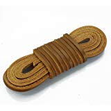 LolliBeads (TM) 3mm Flat Genuine Leather Shoe Lace Boot Lacing Strip Cord Braiding String Light Brown(72 inches)