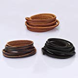 LolliBeads (TM) 3 mm Genuine Flat Leather Cord Braiding String for Jewelry Making Craft DIY Assorted Color Dark Brown, Light Brown and Black 6 Meters (6+ Yards)