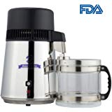 CO-Z Stainless Steel 4L Pure Water Distiller Set with All 304 Stainless Steel & Glass Connection Bottle for Medical & Home Use