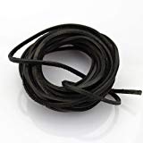 LolliBeads (TM) 3mm Flat Genuine Leather Cord Braiding String Black (5 Yards)