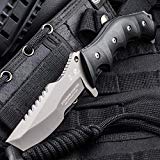 HX OUTDOORS Fixed Blade Knife with Sheath Tanto Knife Army Survival Knife,Made fo 440C Stainless Steel and Ergonomics G10 Non-Slip Handle (Seal)