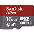 SanDisk 16GB Ultra microSDXC UHS-I Memory Card with Adapter - 98MB/s, C10, U1, Full HD, A1, Micro SD Card - Grey, Red - SDSQUAR-016G-GN6MA