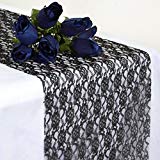 MDS Pack Of 25 Wedding 12 x 108 inch Lace Table Runner For Wedding Banquet Decor table Lace Runner- Black