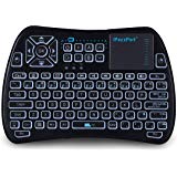(RGB Backlit) iPazzPort Mini Wireless Keyboard with Touchpad/RGB Backlit and Universal TV Remote, Work for Android TV Box, Nvidia Shield TV, Raspberry Pi, Smart TV KP-810-61(Black)
