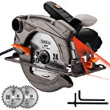 TACKLIFE Classic 1500W Circular Saw with Laser, 2 Blades(7-1/2"&7-1/4"), 4700 RPM Corded Saw with Lightweight Aluminum Guard, 10 feet Cord Length, Max Cutting Depth 2-1/2’’(90°), 1-4/5’’(45°) - PES01A