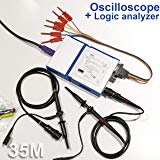 LOTO Oscilloscope OSCA02, 2-Channel Sampling Rate 100MS/s Bandwidth 35MHz +4-Channel Logic Analyzer (Logic Analyzer Module L02)