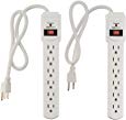 AmazonBasics 6-Outlet Surge Protector Power Strip 2-Pack, 2-Foot Long Cord, 200 Joule - White