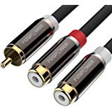 FosPower Y Adapter [8 inch] 1 RCA (Male) to 2 RCA (Female) Stereo Audio Adapter Cable [24k Gold Plated] 1 Male to 2 Female Y Splitter Connectors Extension Cord