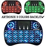 【 2018 Newest Version 3 Colors Backlit 】ARTRONIX 2.4GHz Multi-media Portable Wireless Mini Keyboard with Touchpad Mouse i8+ Backlight for Raspberry Pi , XBox 360, PS3 , Windows 7 8 10 , PAD , Android TV Box , IPTV , HTPC Backlight (Pack of 1)