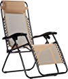 AmazonBasics Outdoor Zero Gravity Lounge Folding Chair, Beige