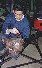 Jonathan paints the axle housing